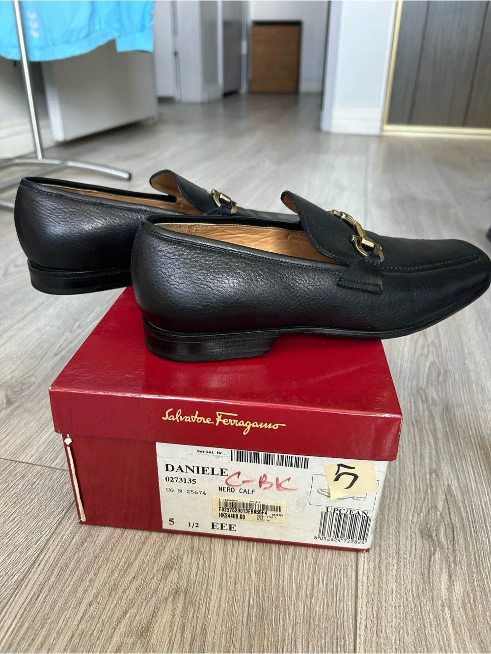 Salvatore Ferragamo Black Leather Bit Loafers with Gold Signature Hardware